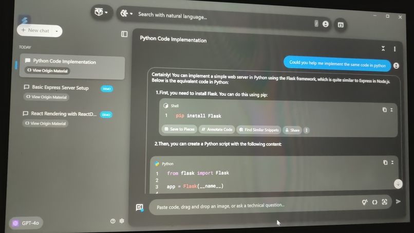 Save a code snippet – screenshot 1