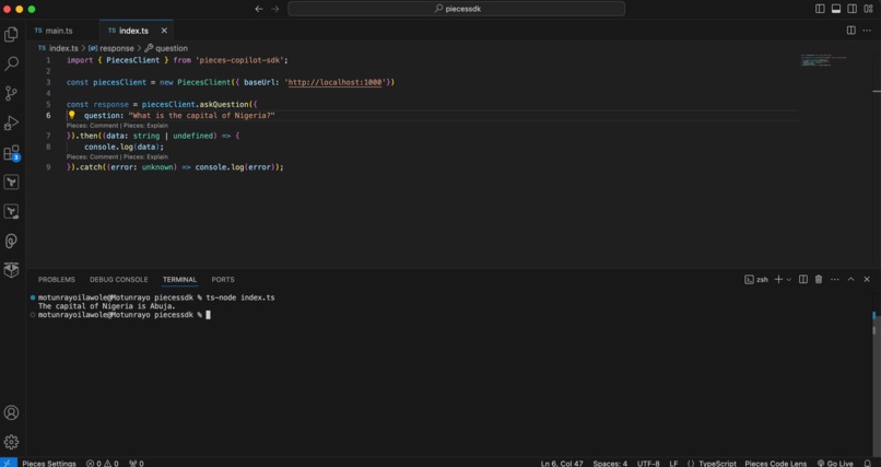 Pieces Hello world – screenshot 1