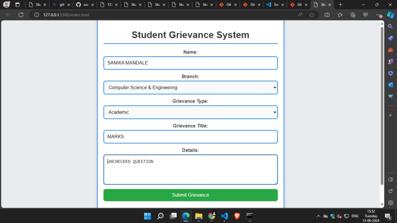STUDENT GRIEVANCES – screenshot 1