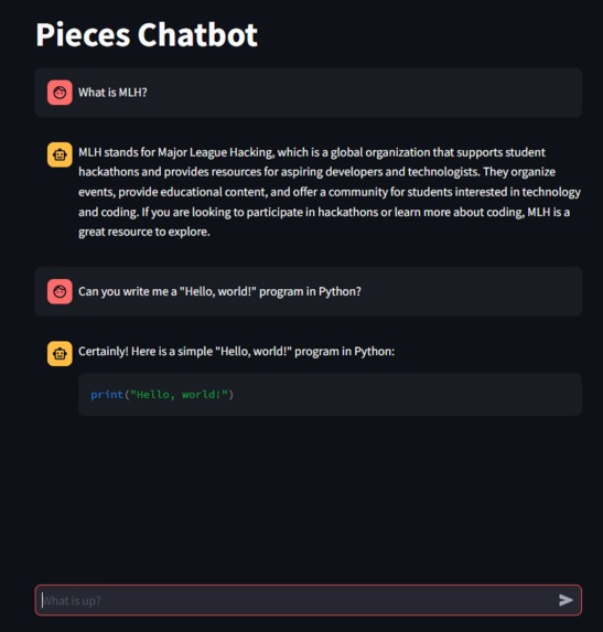Pieces Chatbot – screenshot 1
