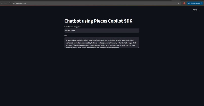 AI Assistant with Pieces SDK – screenshot 1