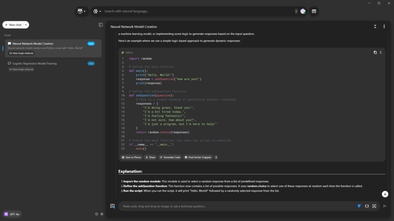 Build a “Hello World” App Using Pieces Copilot SDK – screenshot 1