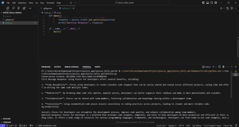 Pieces Hello World – screenshot 1