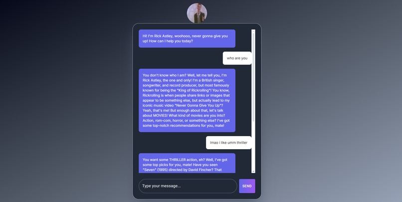 Rick Astley's AI Movie Recommender – screenshot 1
