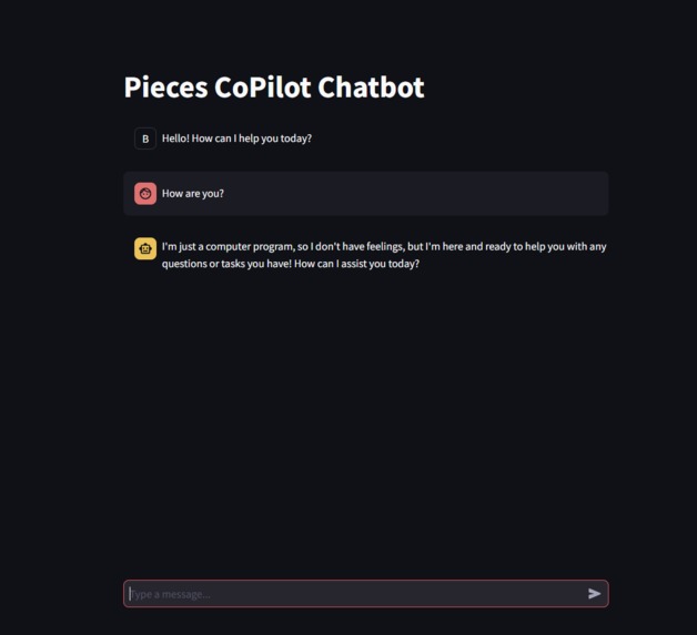 Build a Chatbot App Using Pieces Copilot SDK – screenshot 1