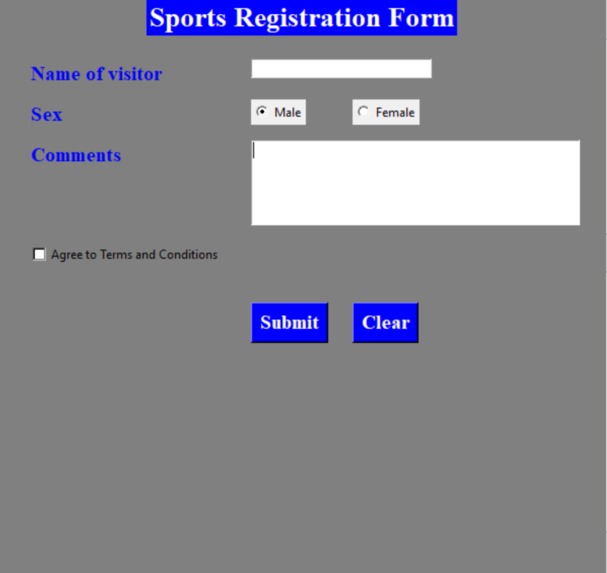 Sports Form Registration – screenshot 1