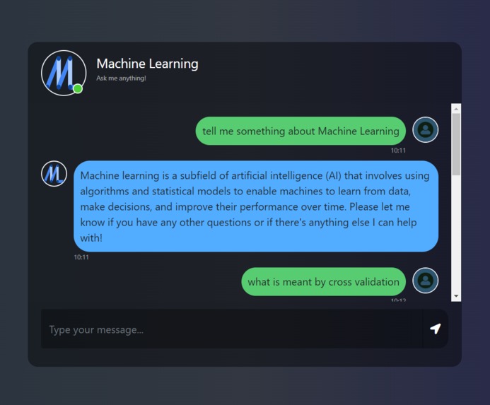 MLchatbot – screenshot 1