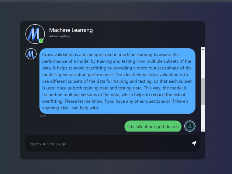 MLchatbot – screenshot 2
