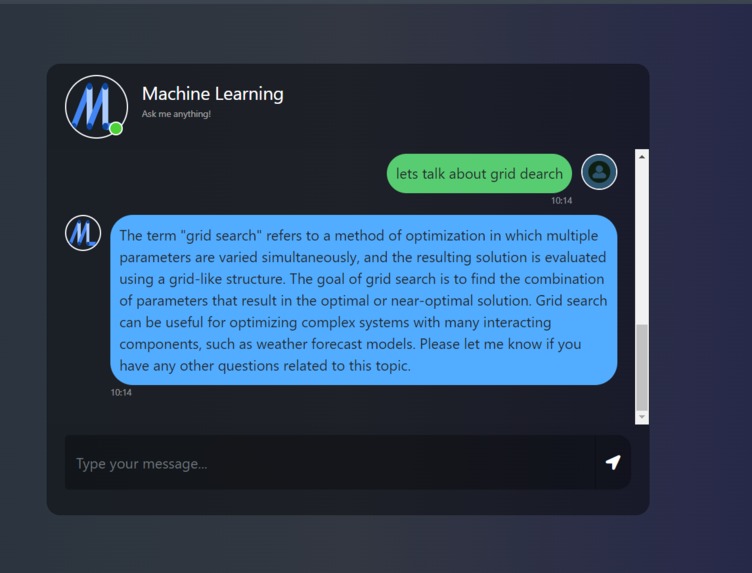 MLchatbot – screenshot 3