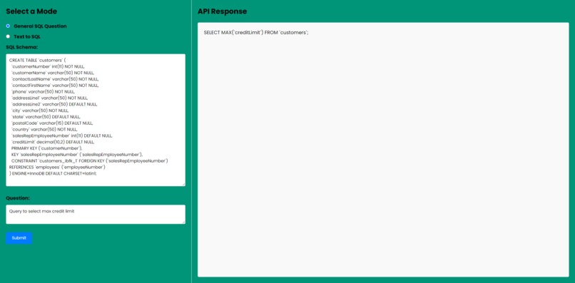 Text2SQL – screenshot 3