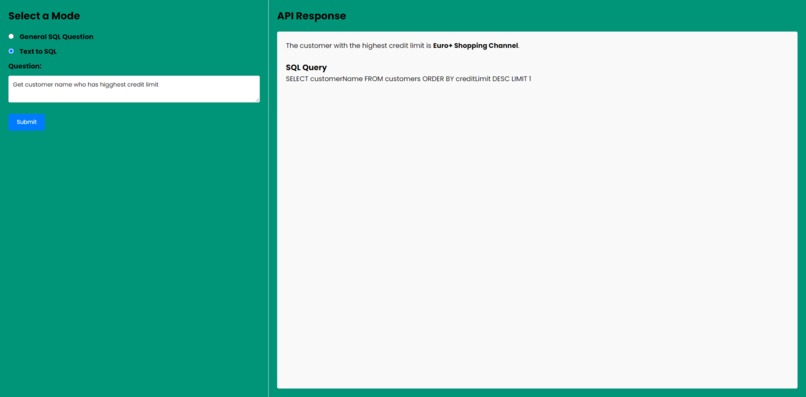 Text2SQL – screenshot 4