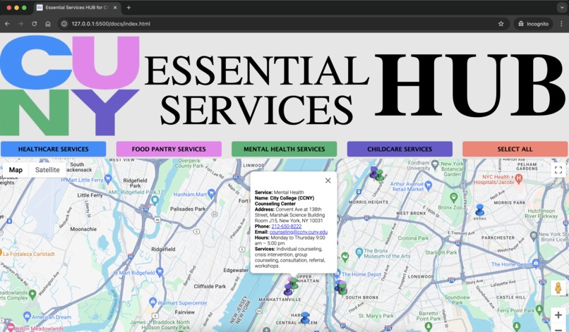 CUNY Essential Services HUB – screenshot 2