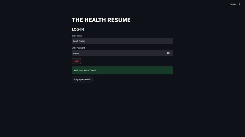 THE HEALTH RESUME – screenshot 1