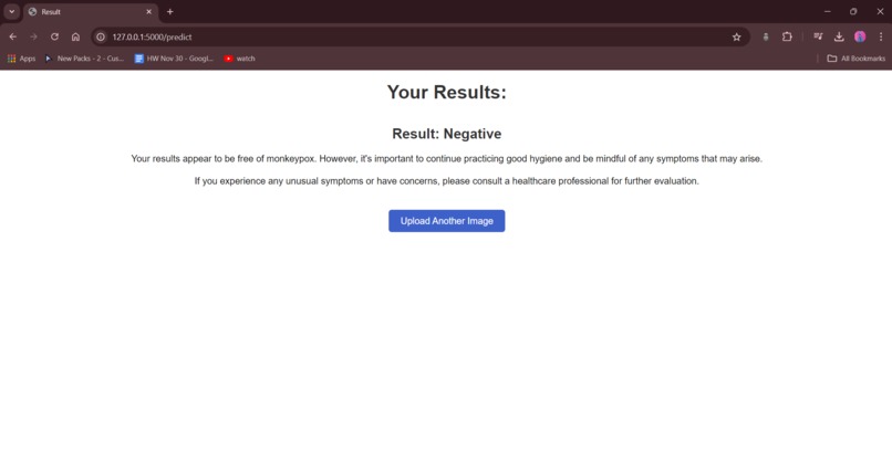 Monkeypox diagnosis model – screenshot 3