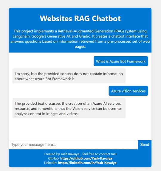 Website RAG – screenshot 1