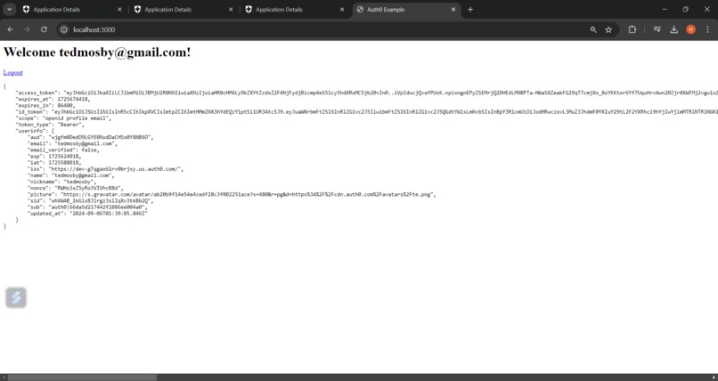 Sample auth0 app – screenshot 1