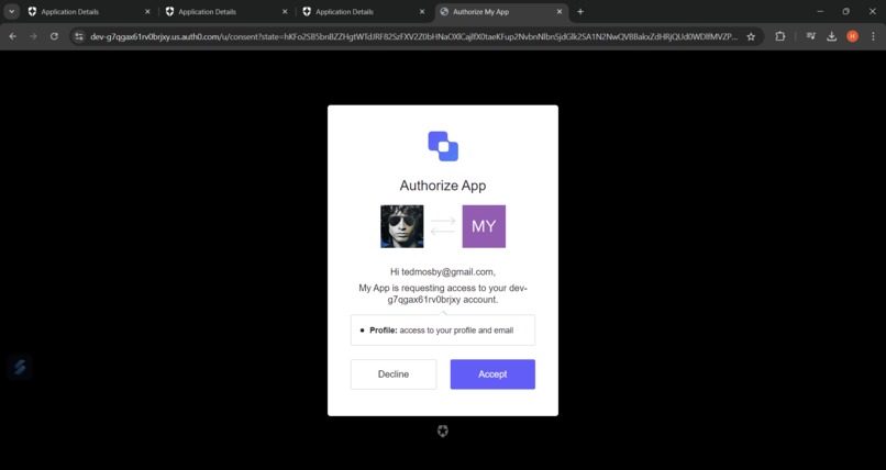 Sample auth0 app – screenshot 2