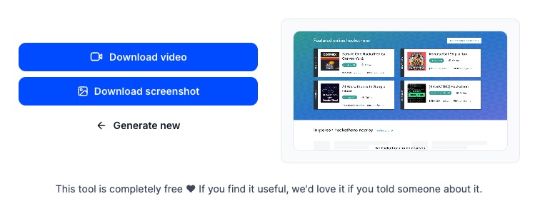 Free scrolling website video generator – screenshot 2