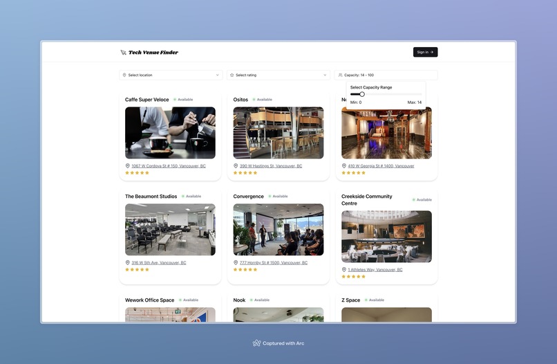Tech Venue Finder – screenshot 1