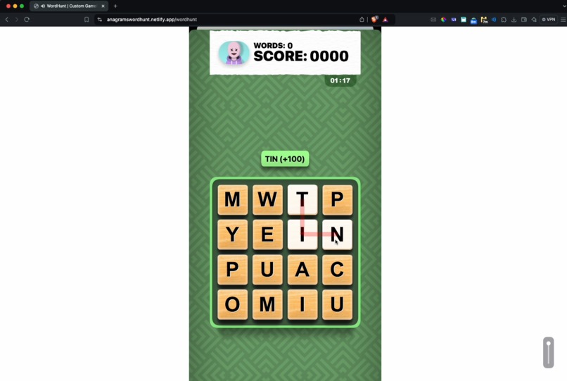 Custom Anagrams and Word Hunt – screenshot 4