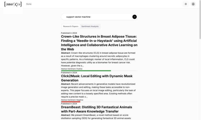 immerXiv – screenshot 1