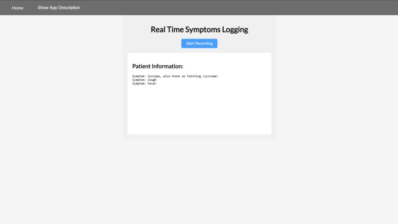 Real Time Symptom Logging – screenshot 1