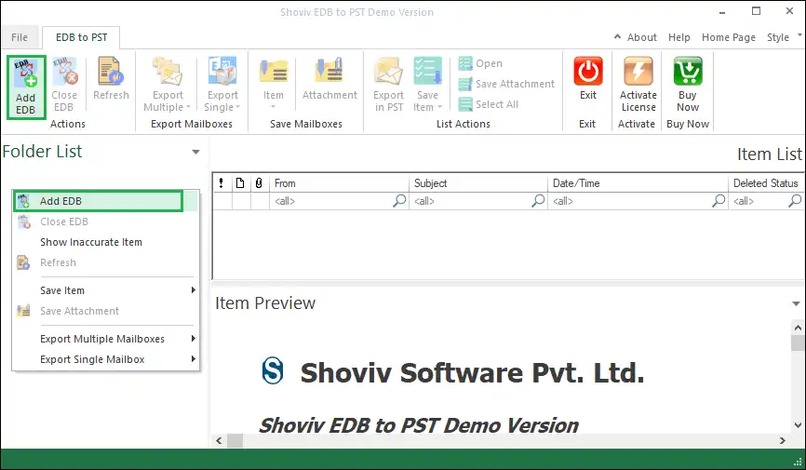 Shoviv EDB to PST Converter Tool – screenshot 1