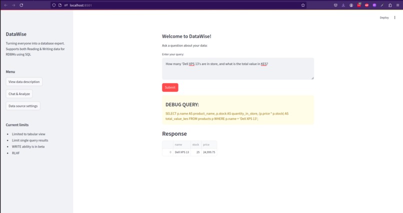 DataWise – screenshot 2