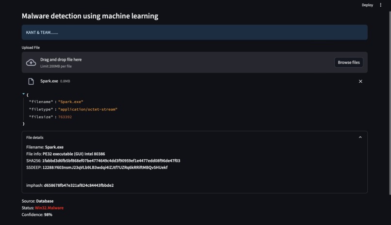 Malware Detection using Machine Learning – screenshot 2