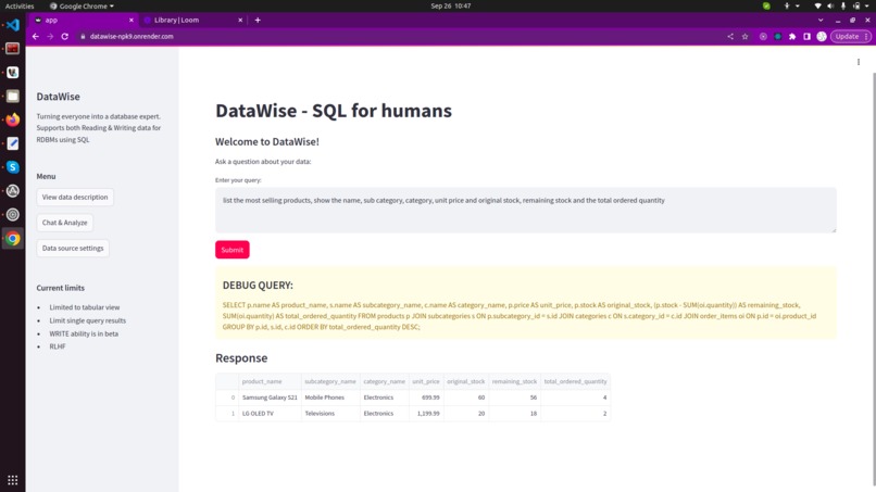 DataWise – screenshot 1