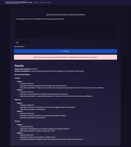 Text Recommendation – screenshot 3