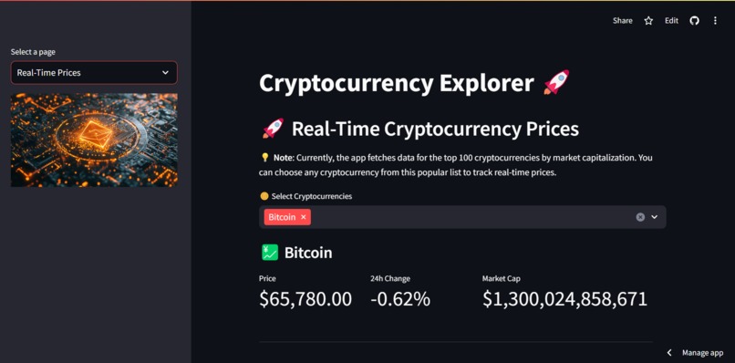 Cryptocurrency Explorer Web App – screenshot 1