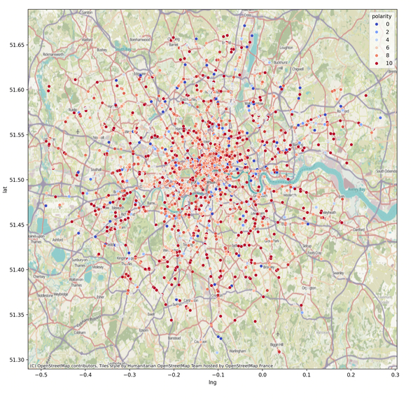 Public transportation on London restaurant reviews – screenshot 1