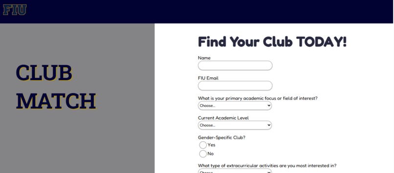 FIU Club Recommendation – screenshot 1