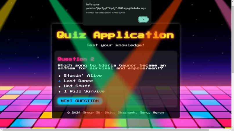 DISCO THEMED QUIZ APP – screenshot 2