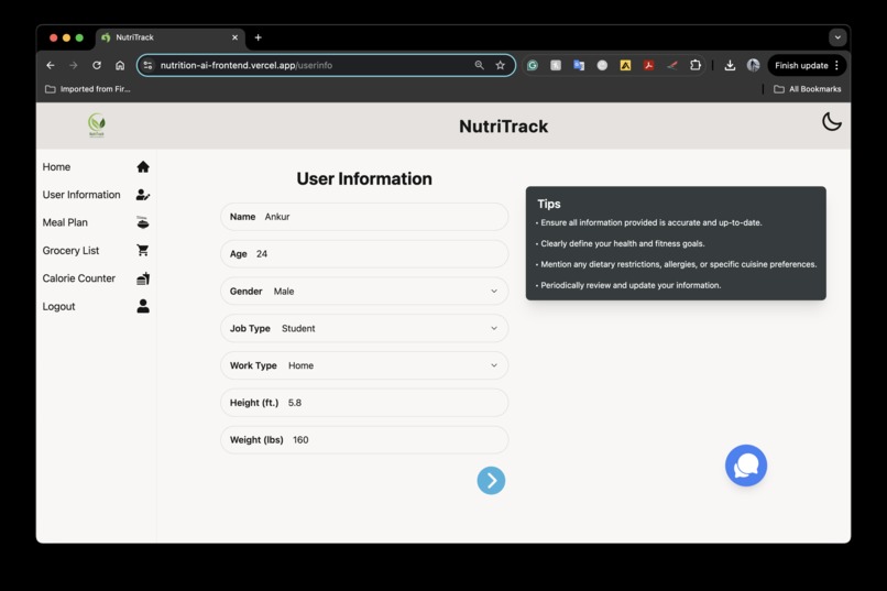 NutriTrack – screenshot 3