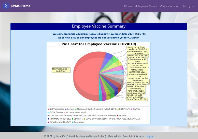 Employee Vaccination Management System – screenshot 2