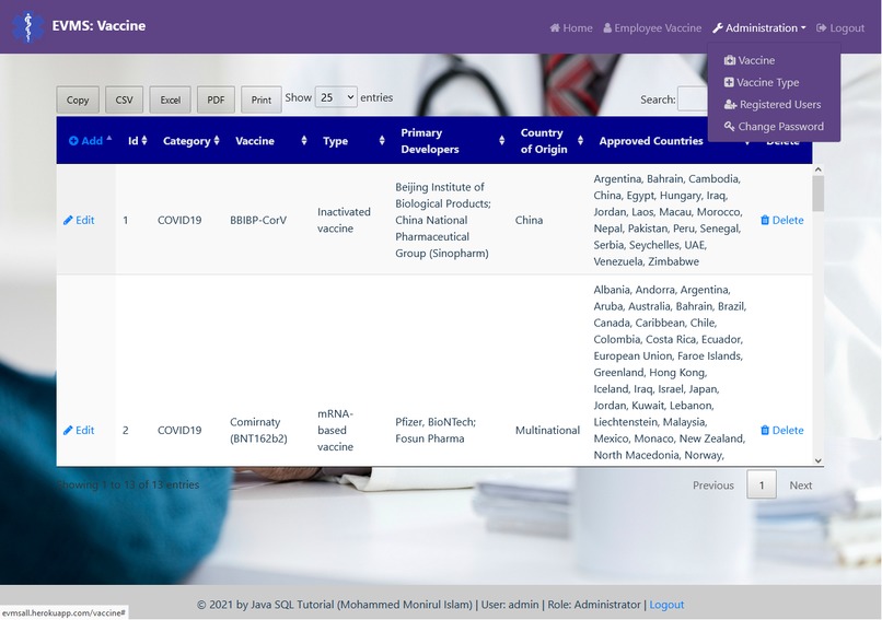 Employee Vaccination Management System – screenshot 7