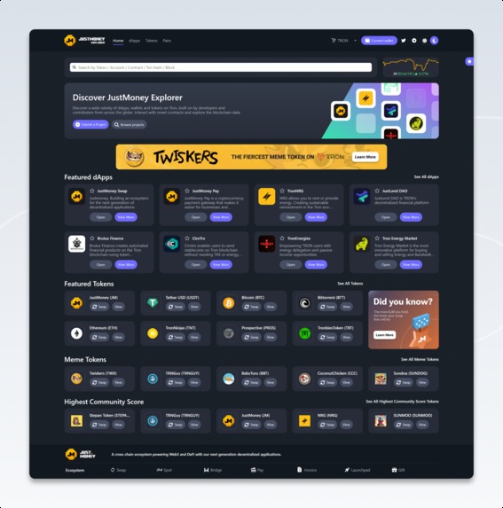 JustMoney Explorer: GraphQL Server, Indexer, and Charting – screenshot 2