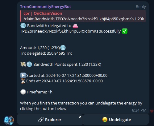 Tron Community Energy Bot  – screenshot 2