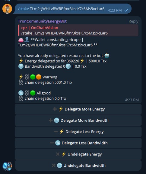Tron Community Energy Bot  – screenshot 5