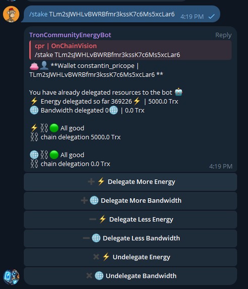 Tron Community Energy Bot  – screenshot 9