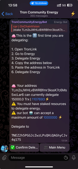 Tron Community Energy Bot  – screenshot 10