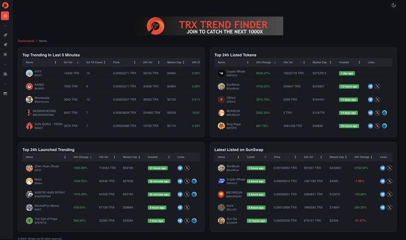 TTFinder: Real-Time TRON Token Analytics Ecosystem – screenshot 2