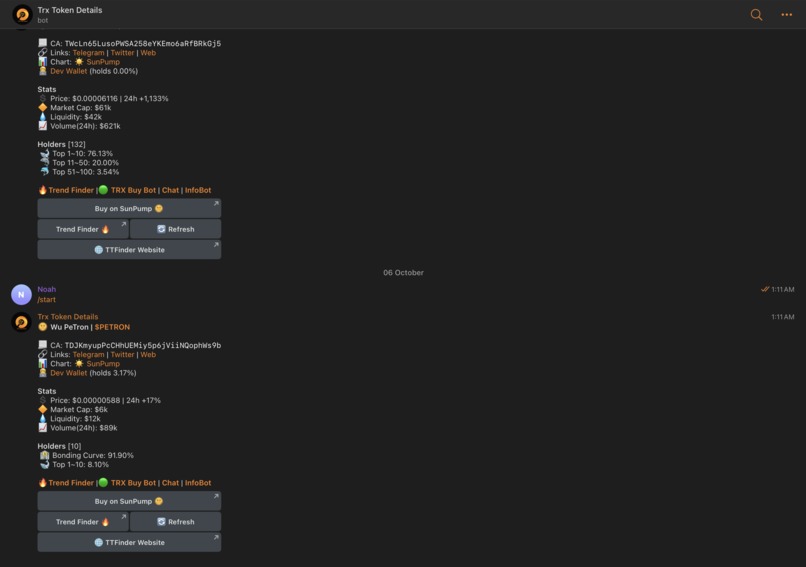 TTFinder: Real-Time TRON Token Analytics Ecosystem – screenshot 4