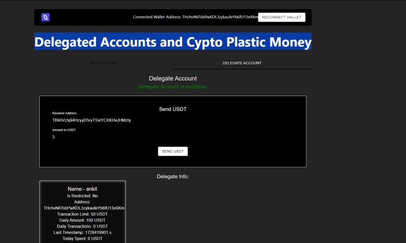 Delegated Accounts and Cypto Plastic Money – screenshot 2