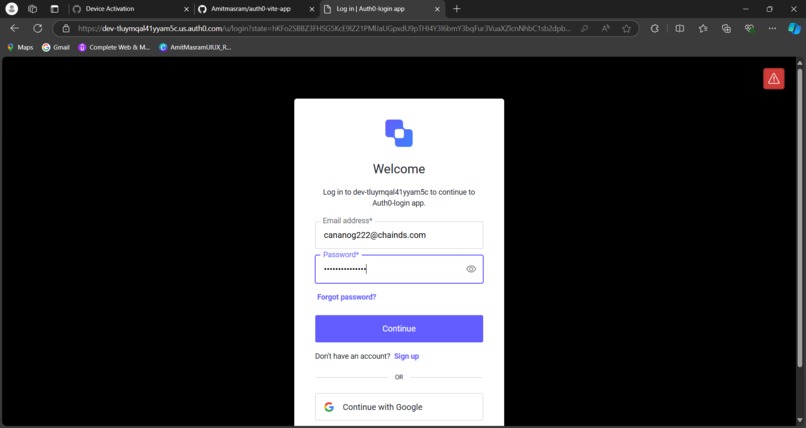 Auth0_Login App – screenshot 1