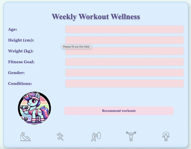 Weekly Workout Wellness – screenshot 1