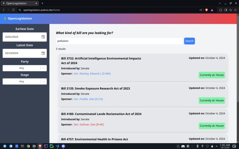 OpenLegislation – screenshot 2