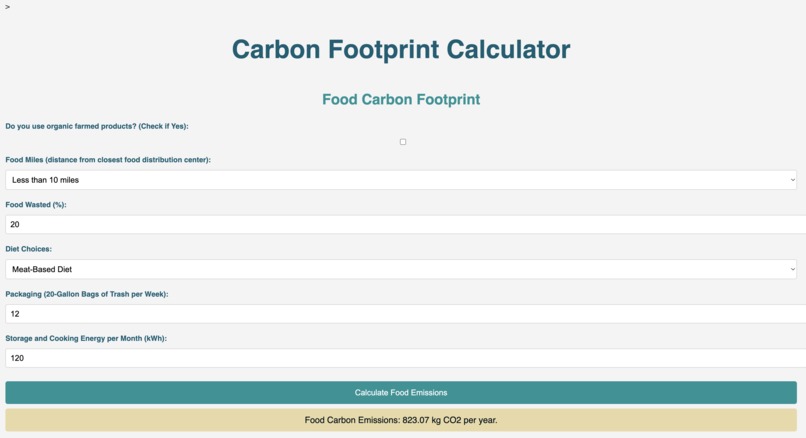 Carbon Footprint Calculator – screenshot 1